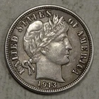 1913-S Barber Dime, Choice Almost Uncirculated Details, Scarce   1024-04