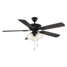 Hampton Bay Glendale III 52 LED Indoor Matte Black Ceiling Fan Light Pull Chains