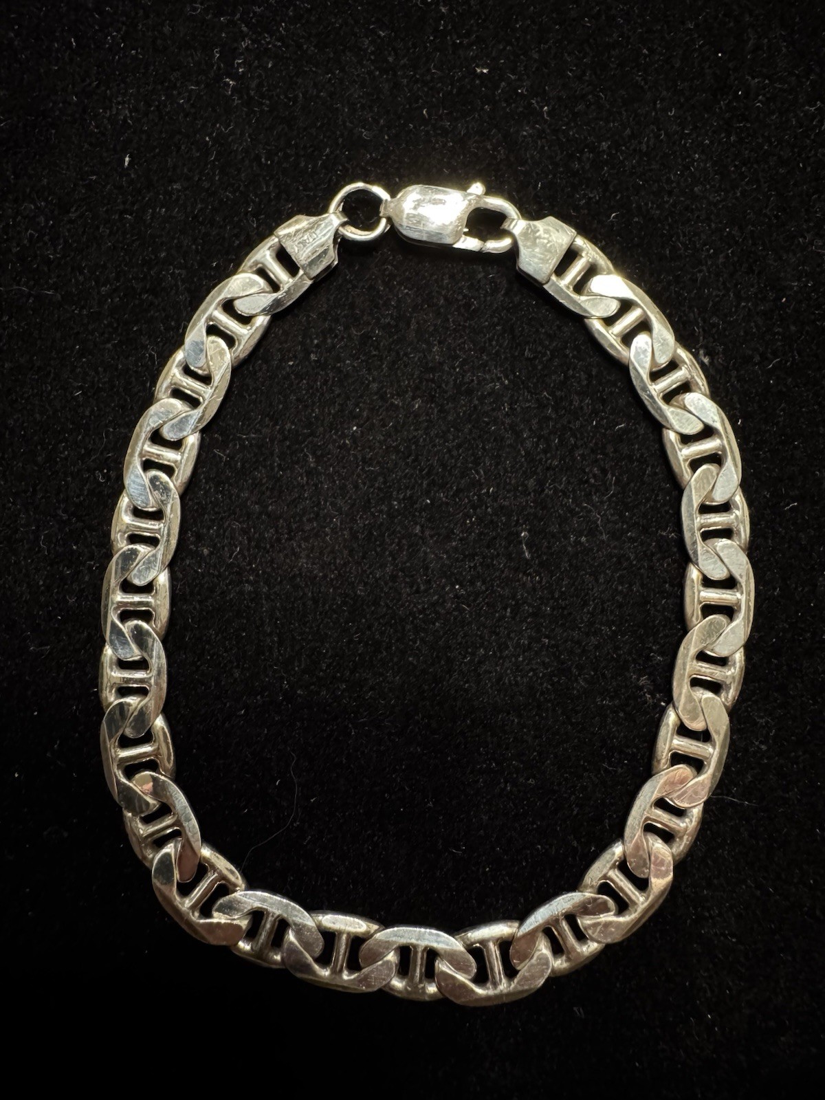 9” Solid, Sterling Silver Mariner Link Bracelet - image 1