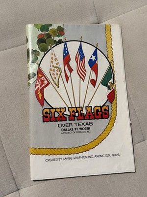 Vintage 1980-1 Six Flags Over Texas Souvenir Theme Park Map 20th Year