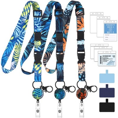 3 Pack Cruise Lanyards for Ship Cards, Adjustable Lanyards with Retractable Badg