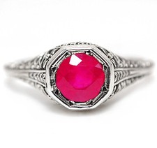 2CT Treated Ruby 925 Solid Sterling Silver Filigree Ring Jewelry Sz 8 FB9-4