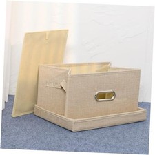 Collapsible Fabric Storage Box with Lid and 13 in x 9.4 in x 7 in 1 Beige