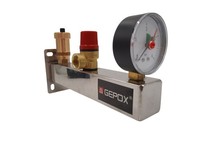 Gepox Sicherheitsgruppe Inox 3 Bar Edelstahl Heizung C.O. Manometer Ventil