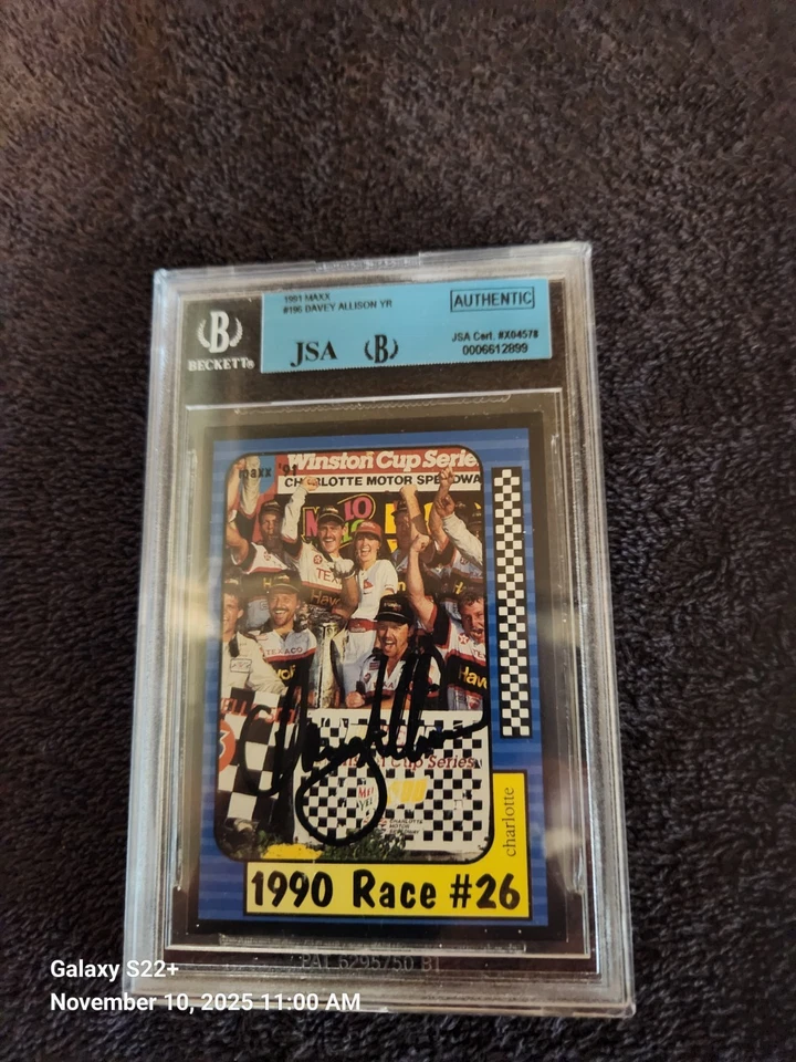 1991 Maxx  Davey Allison Signed Autograph Card JSA COA Encapsulation Signed  - Image 2 of 4