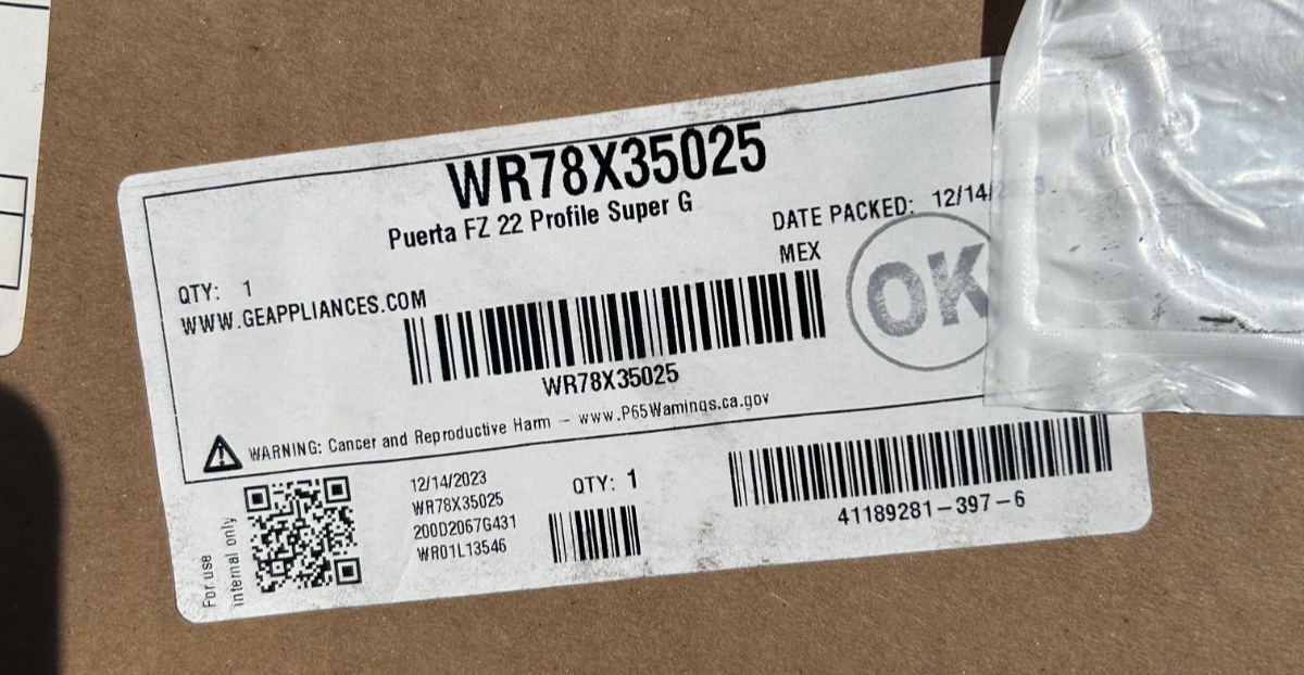 GE Stainless Steel FZ22 Freezer Door Profile Super G Door