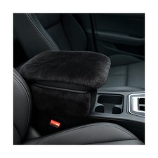 Fluffy Car Armrest Cover with Side Pockets Plush Fuzzy Fur Center Consol