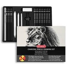 Drawing Sketching Pencil Set, 24 Piece Pro Artist Sketch Kit - Graphite Pencils