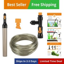 Bucket-Free Aquarium Water Change Kit Fish Tank Auto Siphon Pump Gravel Clean...