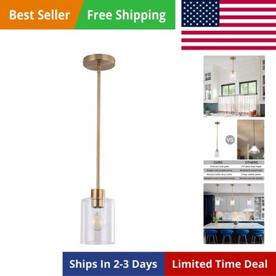 Brass Pendant Light for Kitchen Island 1 Pack, Modern Gold Hanging Light with...