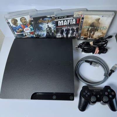 Sony PlayStation 3 PS3 Slim Black 120GB Console Bundle 4 Games Controller