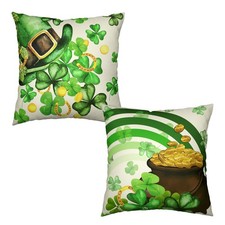 Wnoesat St. Patricks Day Pillow Covers 18x18 Set of 2 Green Clover Hat