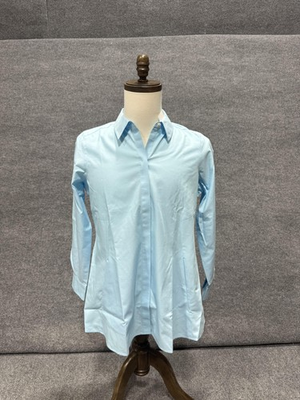 #ad #ad Foxcroft Shirt Womens 8 Blue Soft Aqua Non Iron Long Sleeve Tunic Button Up Top $79.99