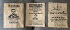 (3) Paper Antique Style Western Wanted Signs Man Cave Wall Decor Vintage Look — photo 1
