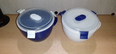 Mikrowellentopf 940ml mit Deckel  blau-weiß  oder weiss