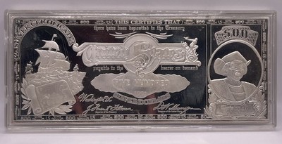 1992 8oz $500 Silver Certificate Bar “ Christopher Columbus “ | eBay