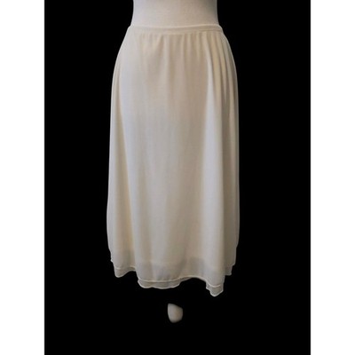 She's The One Slip Skirt Womens XL Ivory Layered Hem Made in USA Fairy Vtg Style