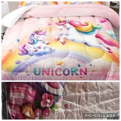 purple pastel unicorn bedding