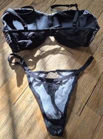Victoria's Secret Sexy Little Things Bra & Panty Set Y2k NWOT Lavender & Black