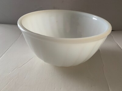 Vintage Fire King Oven Ware Small Mixing Bowl White Swirl 6 In