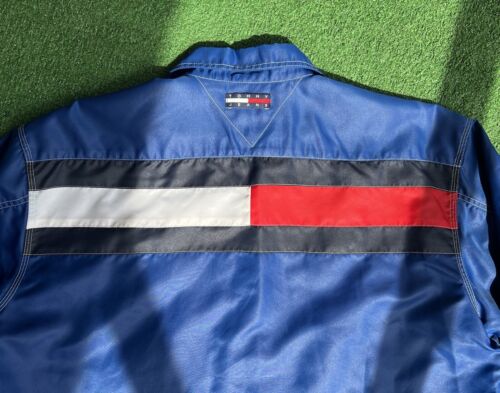 Vintage 90’s Tommy Jeans Hilfiger Cobalt Blue Windbreaker Jacket Men’s Size L - Picture 4 of 8