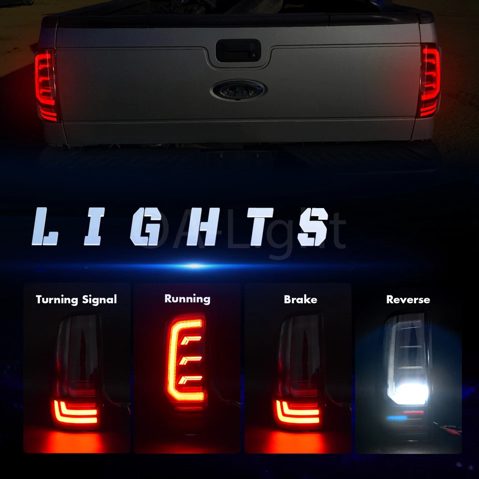 Luces traseras LED de humo para Ford F250 F350 F450 Super Duty 2008-2016 lámparas de freno Foto 3 de 4