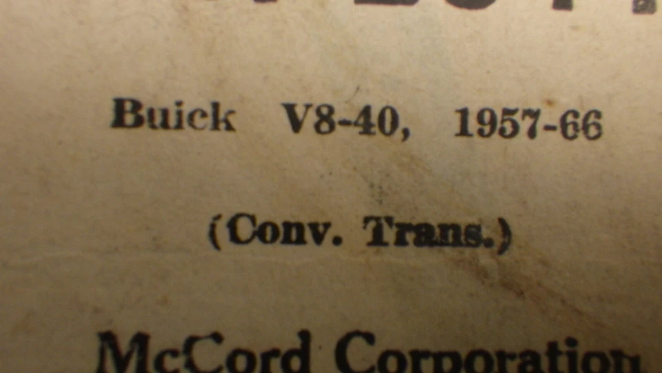 Juego de juntas de colector de admisión McCord 1957-1966 Buick Special V8 364 cabeza de clavo NOS Foto 3 de 4