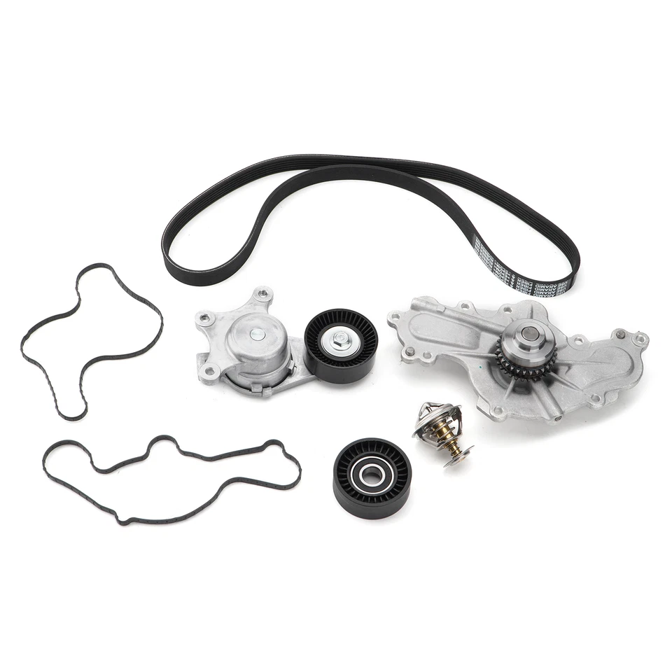 Water Pump+Tensioner+Thermostat+Belt Kit for Lincoln Continental 3.7L 2017-2020 - Image 2 of 4