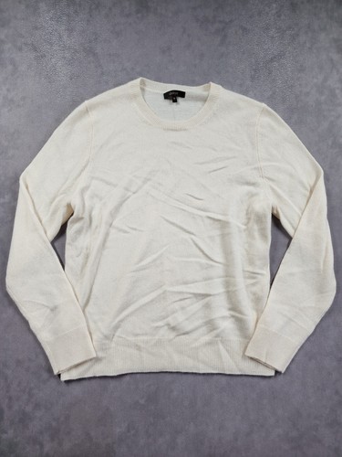 Quince Sweater Men's Medium Ivory 100% Cashmere Knit Long Sleeve Classic Cozy