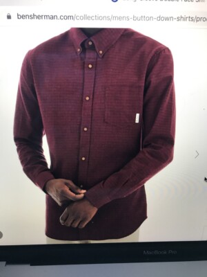 NWT Mens Ben Sherman Port Royal Long-Sleeve Cotton Double Face Shirt Small