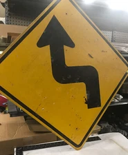 VINTAGE CURVES AHEAD TRAFFIC ROAD HIGHWAY ROAD STREET SIGN 30”x30”