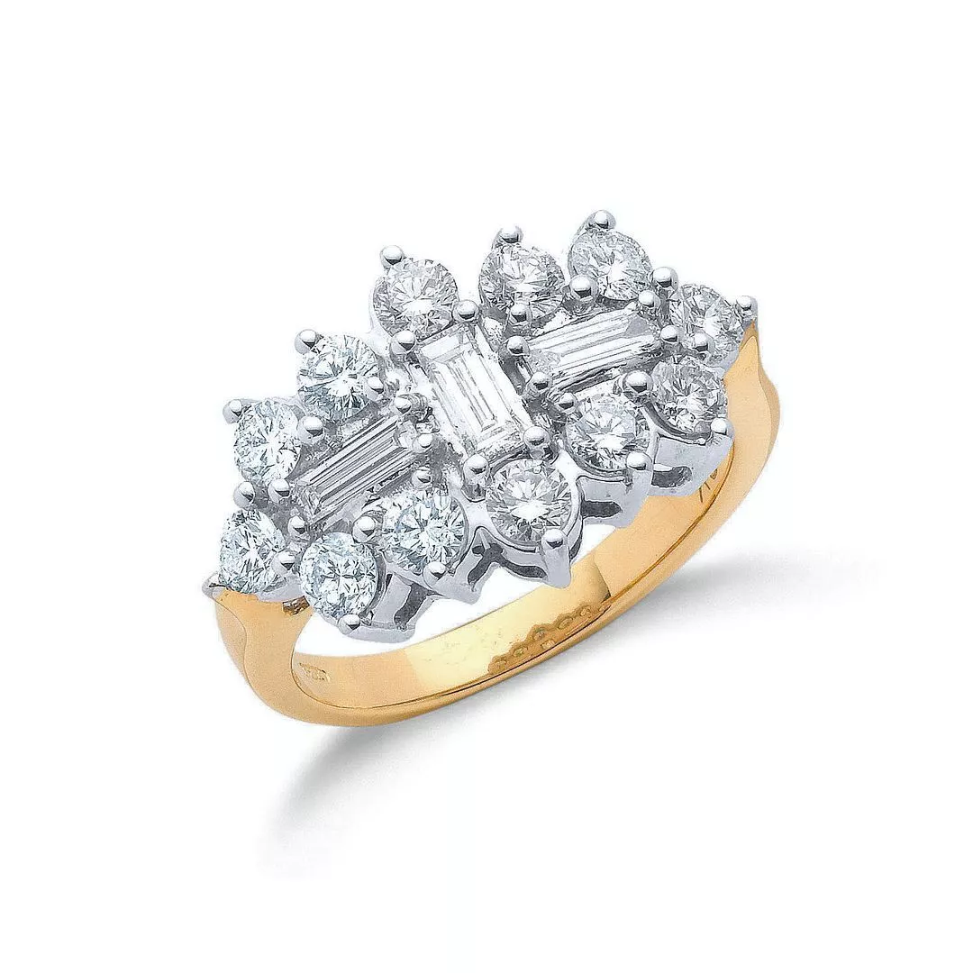 2.00ctw Diamond Boat Cluster Ring Yellow Gold eBay