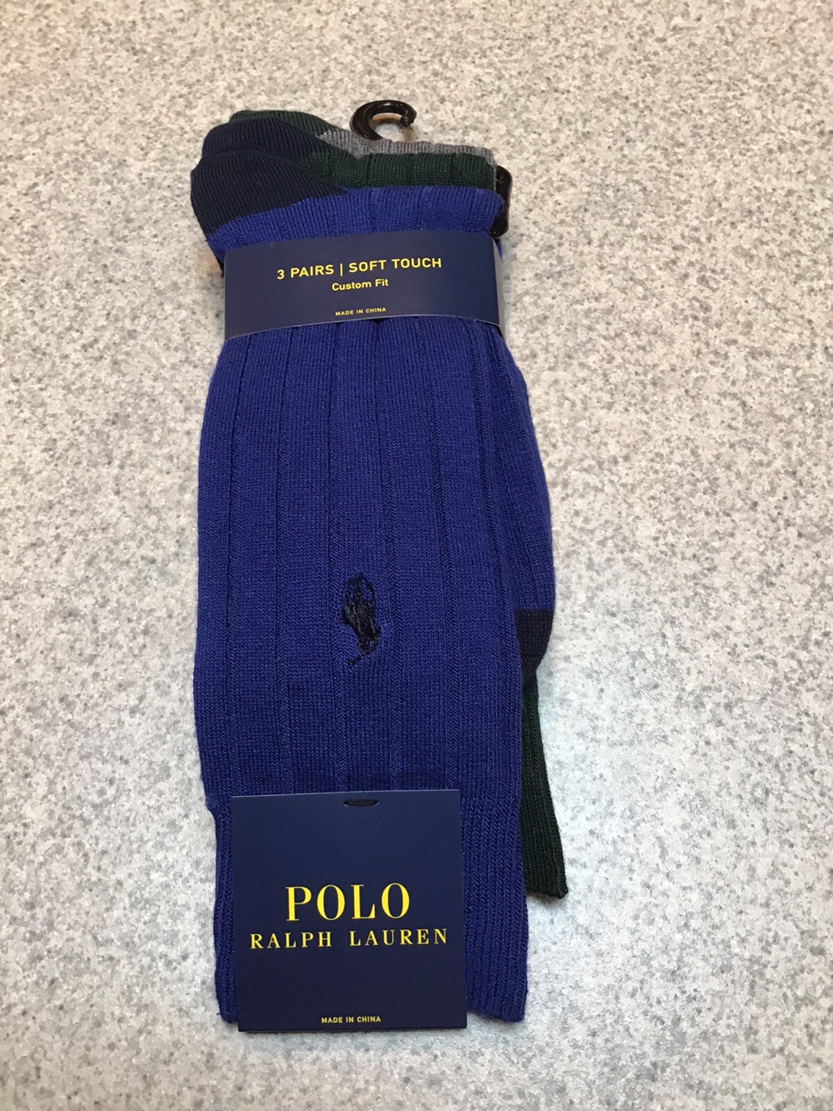 PONY POLO RALPH LAUREN 3 PAIA CALZE UOMO SOFT TOUCH VESTIBILITÀ PERSONALIZZATA BLU GRIGIO VERDE 10 13