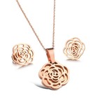 DAMEN SCHMUCKSET ROSE ANHÄNGER HALSKETTE ROSEGOLD OHRSTECKER EDELSTAHL KETTE NEU
