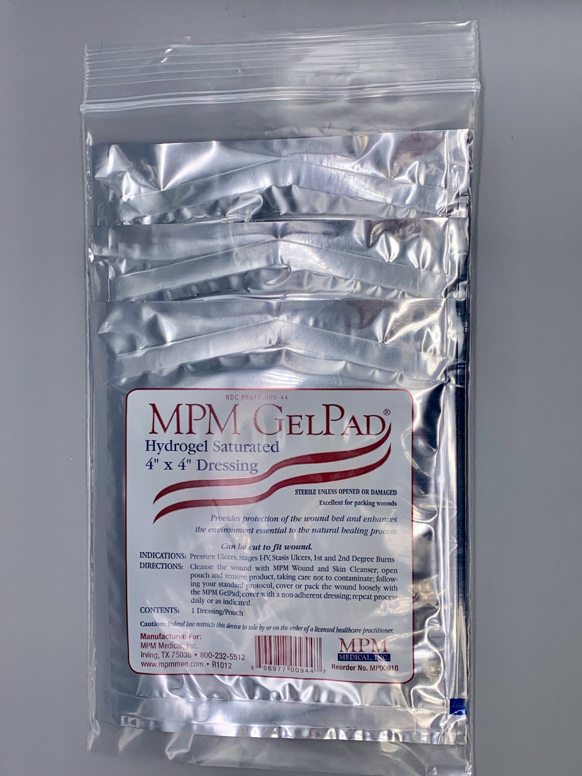 MPM GelPad Hydrogel Saturated Dressing, 4 x 4 inches NEW 3/per pack eBay