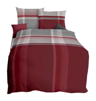 JACK by Kaeppel Fein Biber Bettwäsche 2 tlg. 135x200cm Juno Bordeaux Rot Grau