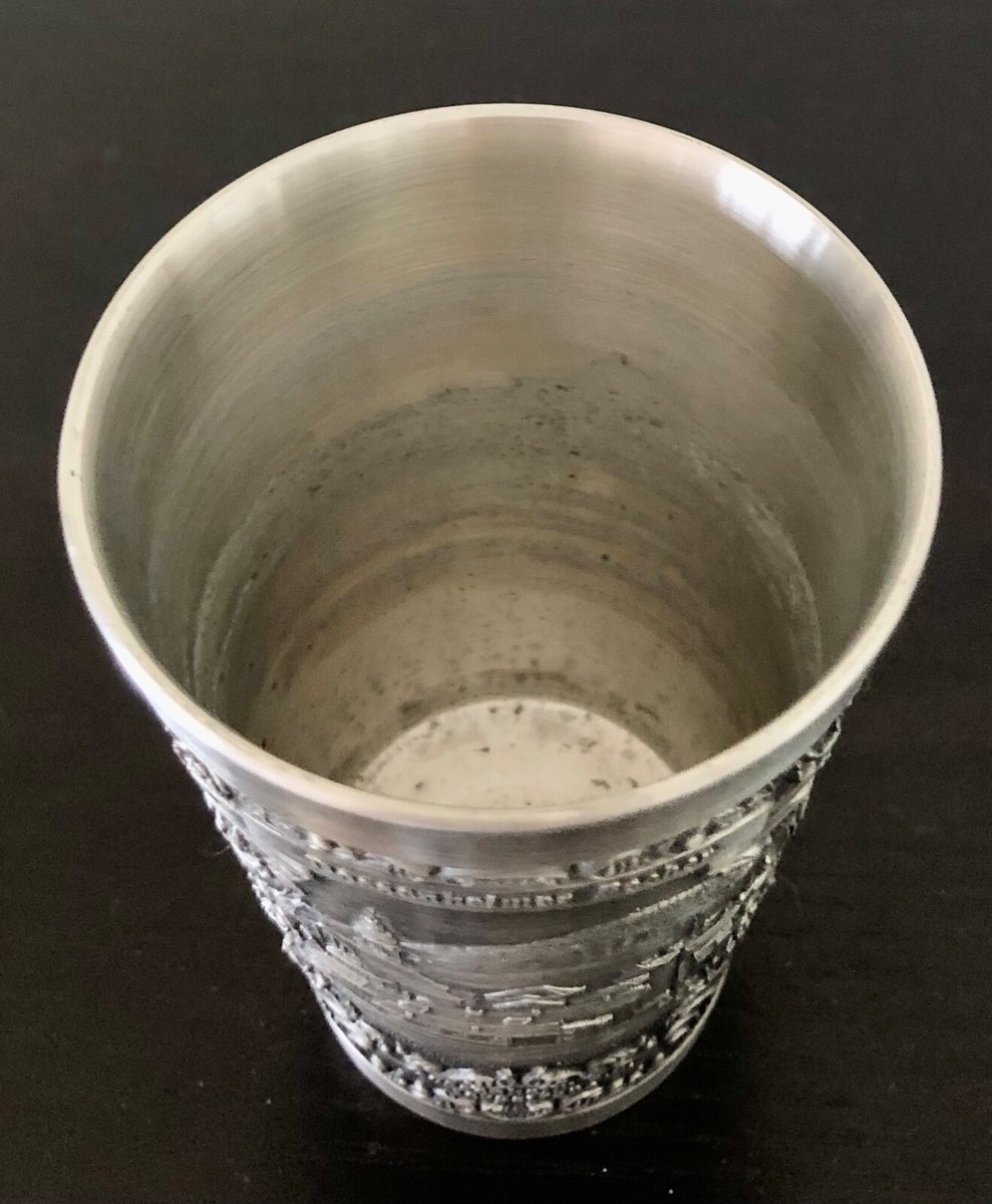 Vintage Original Zinn Becker 95% Pewter Embossed Cup, Made in
