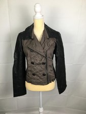 Massimo Non Leather Cotton Women Biker Moto Design Brown Black Jacket Sz L Gr8