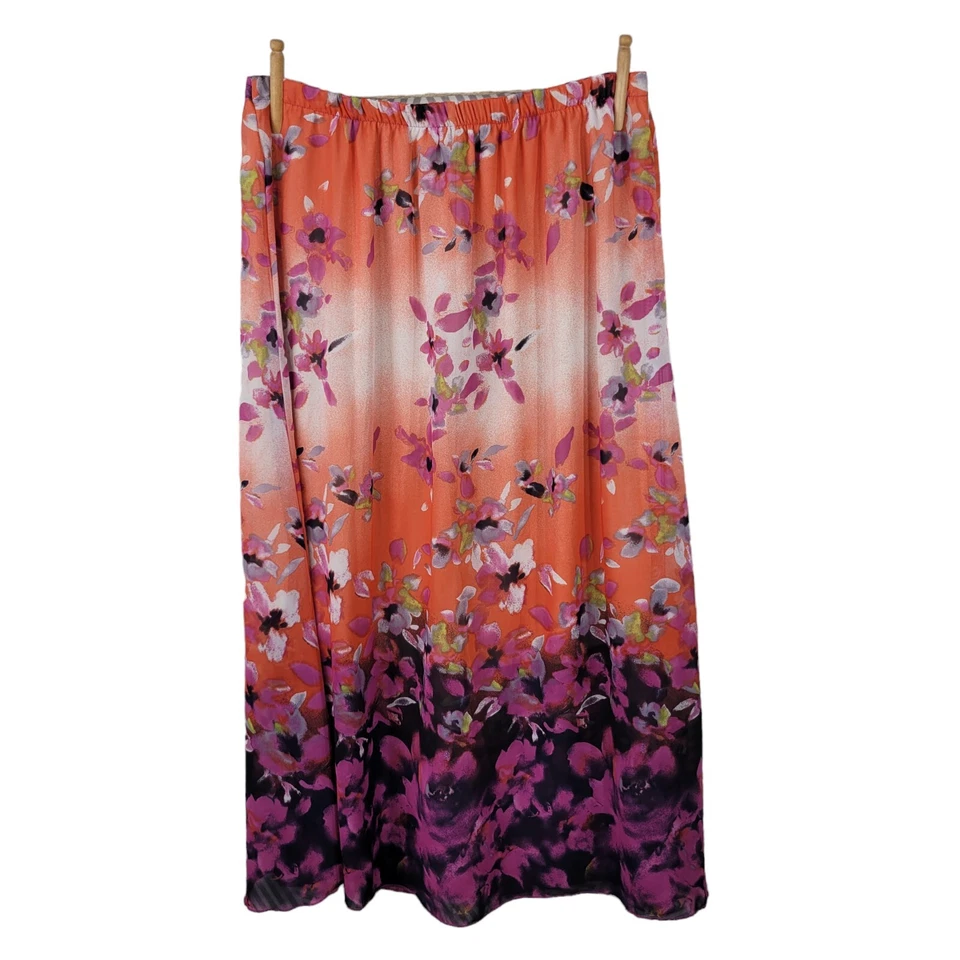 Maxi Falda One World Talla Mediana Floral Boho Hippie Cintura Elástica En Capas Púrpura Foto 4 de 4
