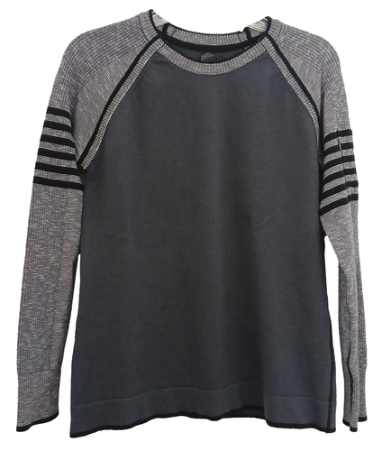 prAna Cadot Sweater Womens Medium Gray Crew Neck Pullover Mid Weight Wool Blend