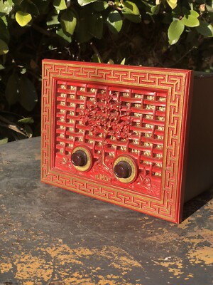 Rare Dumont 1956 Tube Radio Mid Century Modern Chinese Red Model RA 346