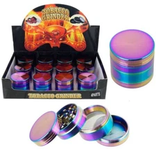 2 PACK 1.6" 4 Layer Metal Tobacco Crusher Hand Muller Smoke Herbal Grinder 