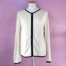 ANGORA BLEND ZIP UP SWEATER MED LIZ CLAIBORNE