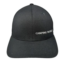 Camping World Fitted Hat Black Small-Medium Stretch Flexfit Yupoong