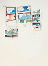 Mario Schifano “Paesaggio” - Tecnica Mista Serigrafia Collage Unico, Certificato