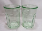 Anchor Hocking USA Two (2) Vintage AHC65 Green Paneled Tumblers GC