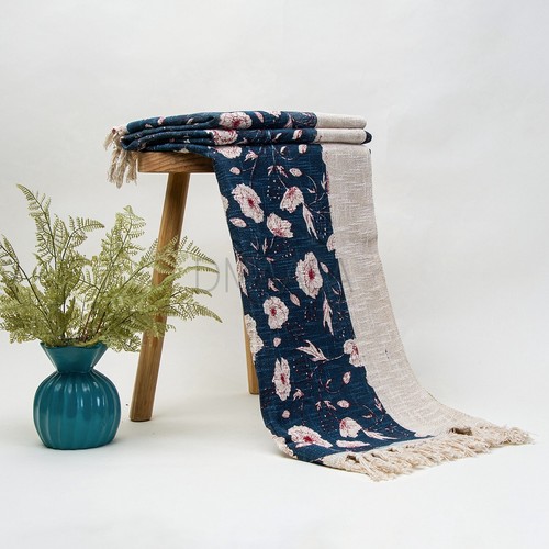 Hand Block Floral Printed Throw Blanket Handloom Indian Cotton Sofa Couch - Picture 3 of 7