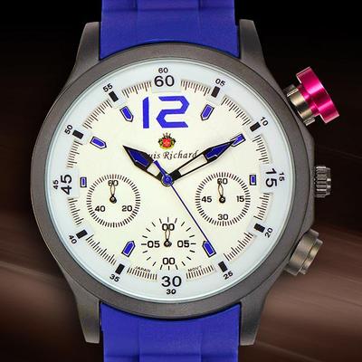 Montre Chronographe Homme Louis Richard Belvedere Gunmetal 50mm | Montre Quartz Silicone Neuve étiquetée