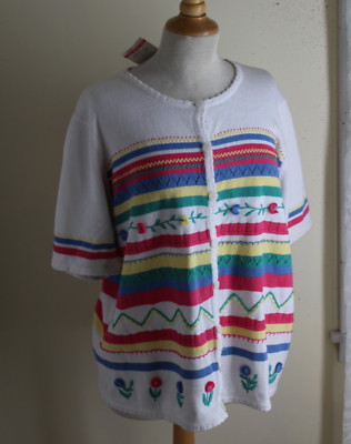 Nwt Alfred Dunner Größe XL Charmant Modest Garten Blumenmuster Bunt Stripe Jacke