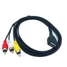 USB A Female To 3 RCA Phono AV Cable Lead PC TV Aux Audio Video Adapter 1.5m